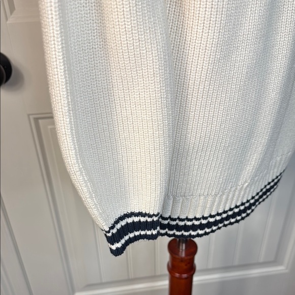 Lou & Grey Open Front Cardigan Sweater  white/Navy Sz L NWOT - Picture 4 of 12